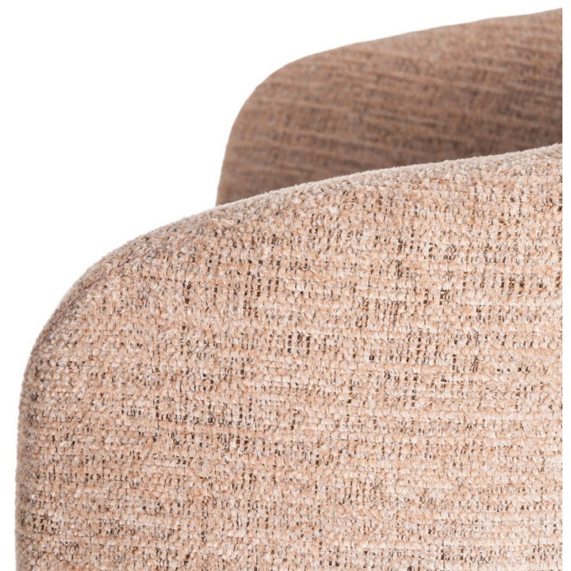 Fauteuil de table moderne rond en Tissu Rose pêche Métal Noir Meyora (Lot de 2) - 7