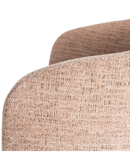 Fauteuil de table moderne rond en Tissu Rose pêche Métal Noir Meyora (Lot de 2) - 7