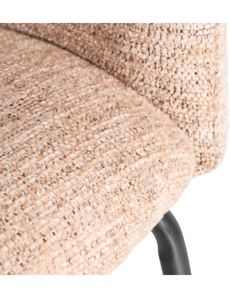 Fauteuil de table moderne rond en Tissu Rose pêche Métal Noir Meyora (Lot de 2) - 9