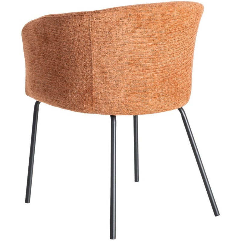 Fauteuil de table moderne rond en Tissu Orange citrouille Métal Noir Meyora (Lot de 2) - 5