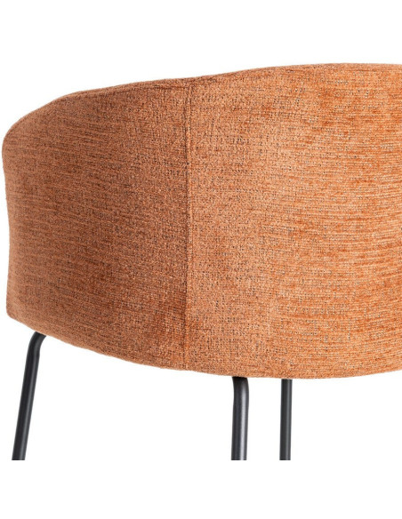 Fauteuil de table moderne rond en Tissu Orange citrouille Métal Noir Meyora (Lot de 2) - 6