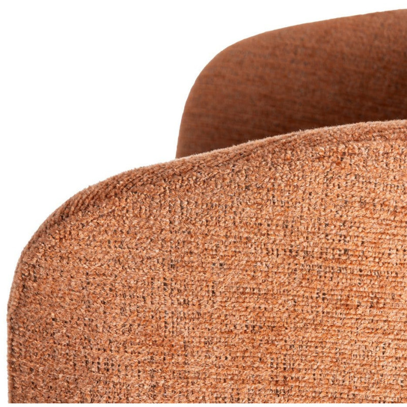 Fauteuil de table moderne rond en Tissu Orange citrouille Métal Noir Meyora (Lot de 2) - 7