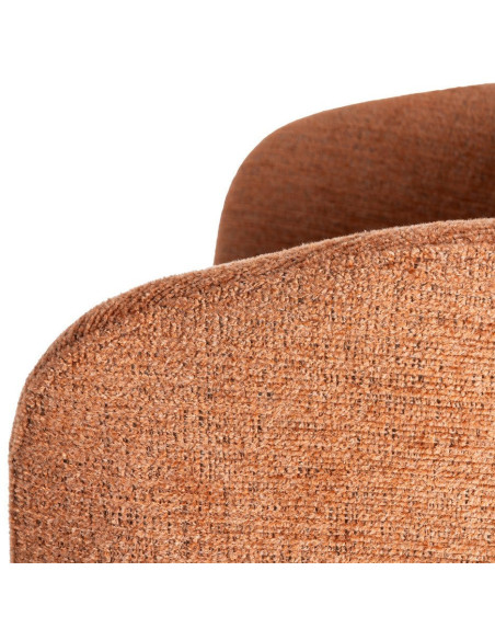 Fauteuil de table moderne rond en Tissu Orange citrouille Métal Noir Meyora (Lot de 2) - 7