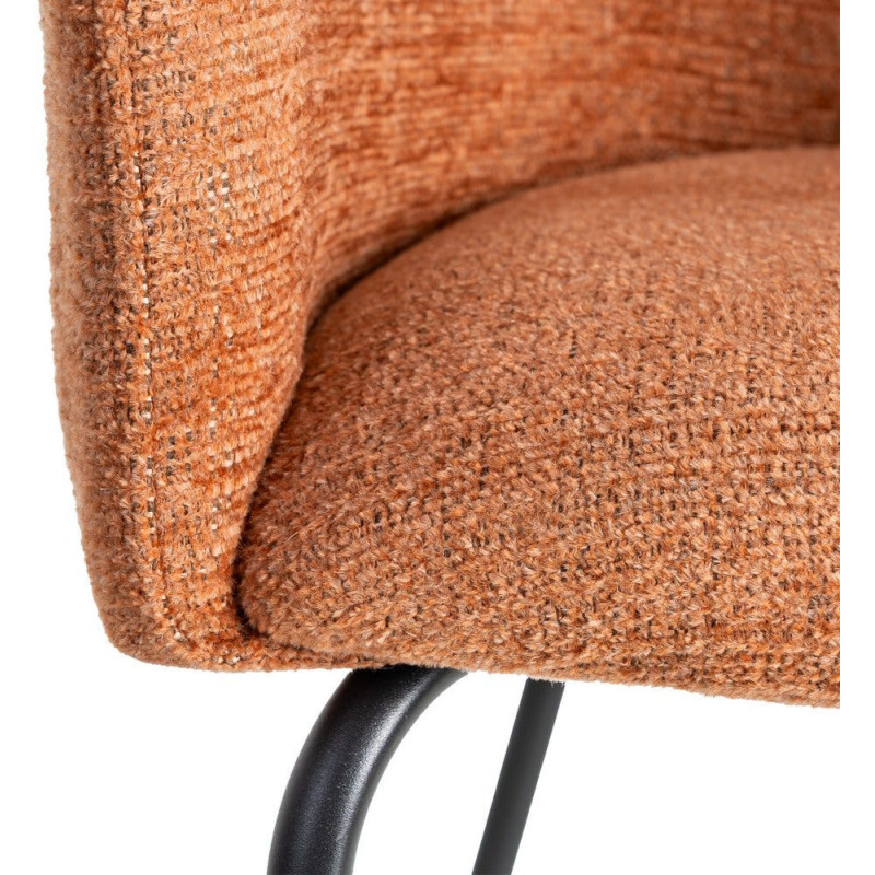 Fauteuil de table moderne rond en Tissu Orange citrouille Métal Noir Meyora (Lot de 2) - 8