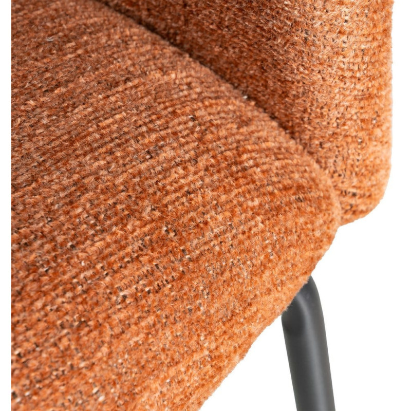 Fauteuil de table moderne rond en Tissu Orange citrouille Métal Noir Meyora (Lot de 2) - 9