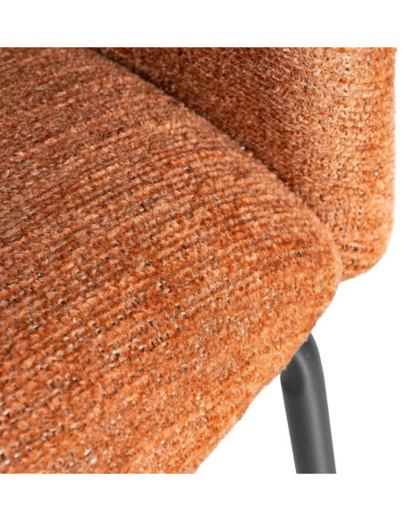Fauteuil de table moderne rond en Tissu Orange citrouille Métal Noir Meyora (Lot de 2) - 9