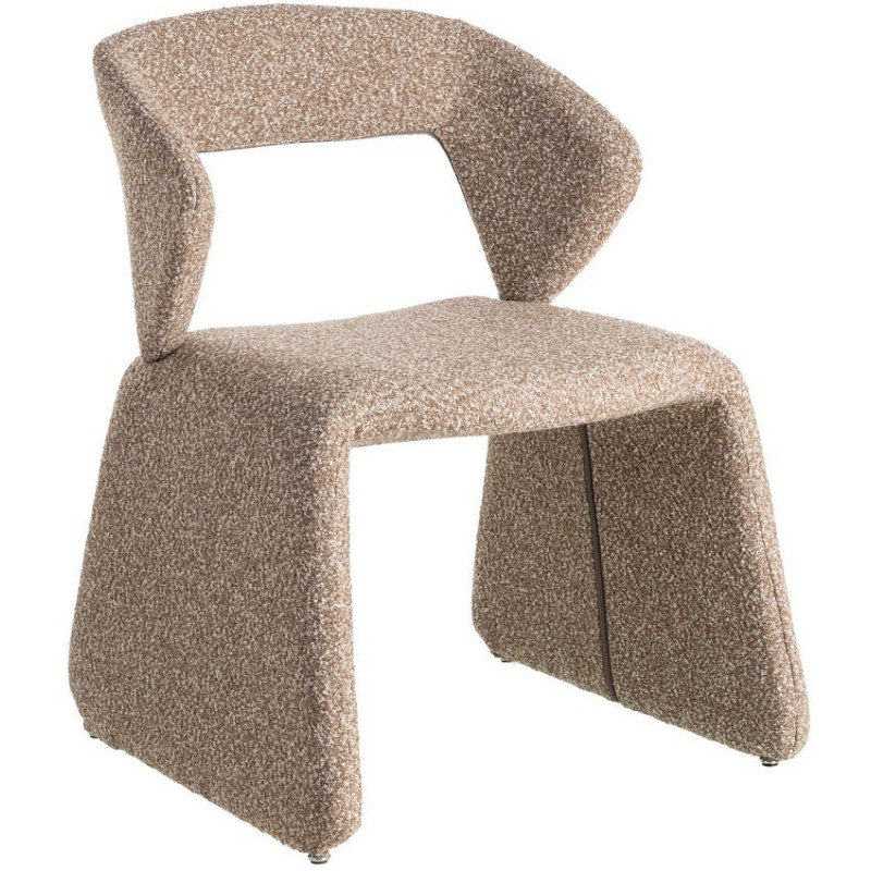 Fauteuil de table bouclette en Tissu Beige Bouclé Métal Leshra - 1
