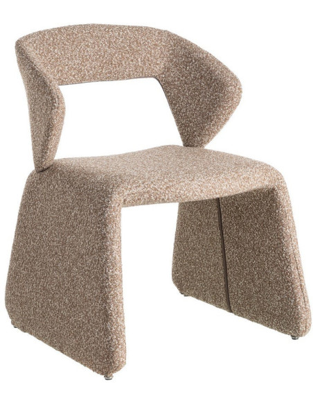 Fauteuil de table bouclette en Tissu Beige Bouclé Métal Leshra - 1
