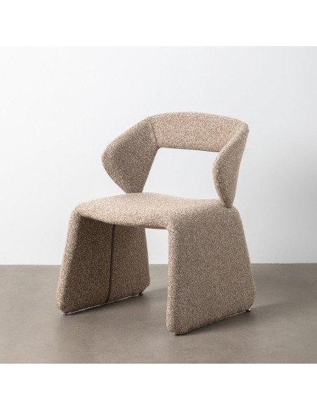 Fauteuil de table bouclette en Tissu Beige Bouclé Métal Leshra - 11