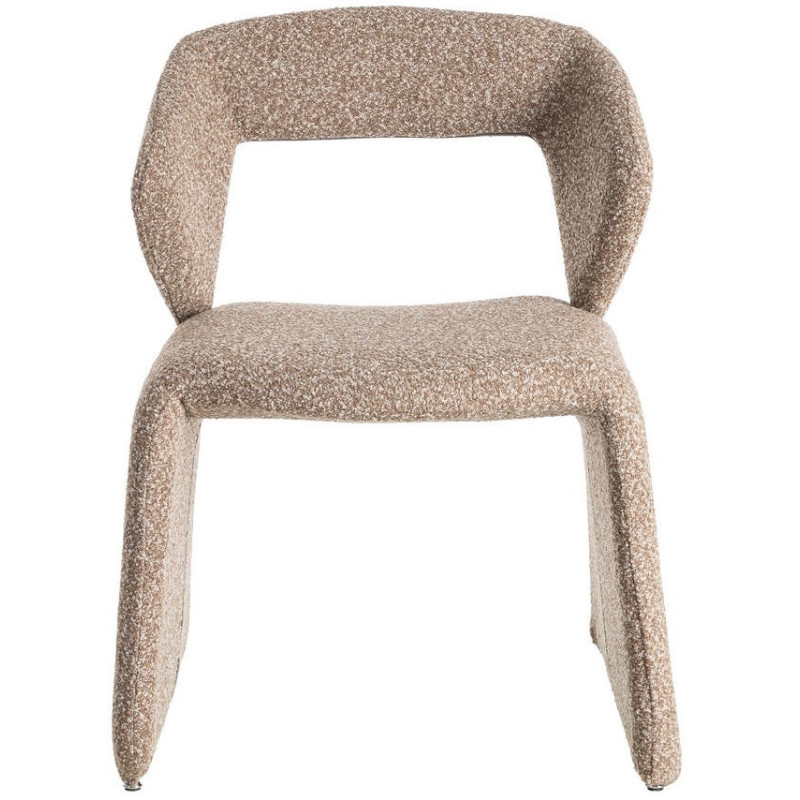 Fauteuil de table bouclette en Tissu Beige Bouclé Métal Leshra - 3
