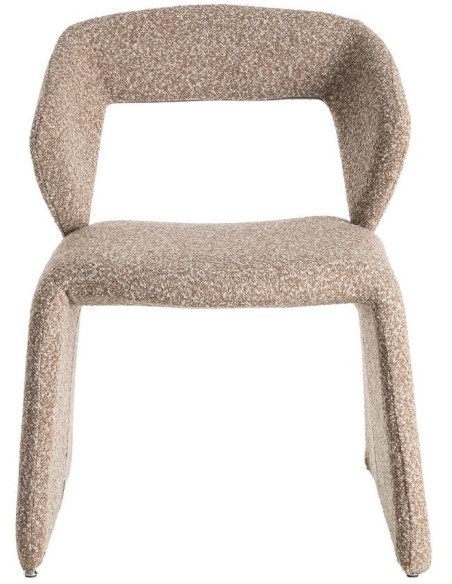 Fauteuil de table bouclette en Tissu Beige Bouclé Métal Leshra - 3
