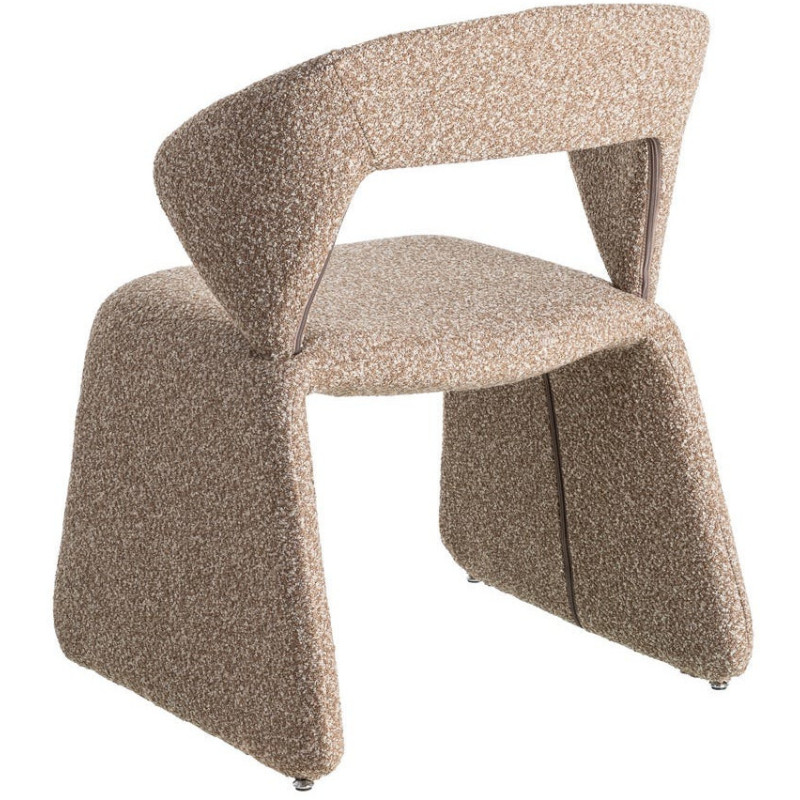 Fauteuil de table bouclette en Tissu Beige Bouclé Métal Leshra - 5