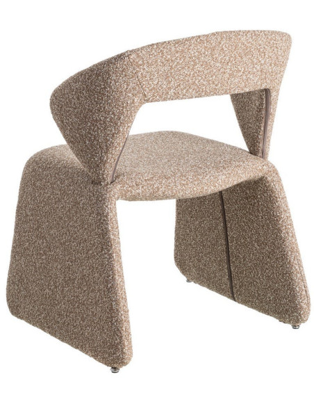 Fauteuil de table bouclette en Tissu Beige Bouclé Métal Leshra - 5