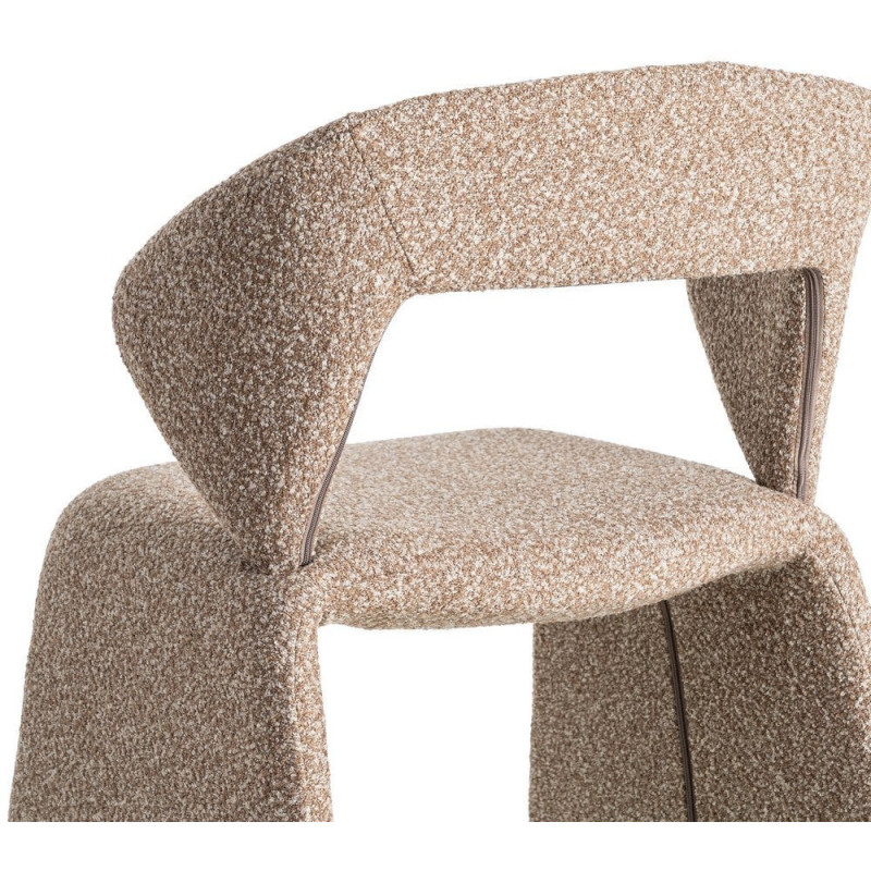 Fauteuil de table bouclette en Tissu Beige Bouclé Métal Leshra - 6