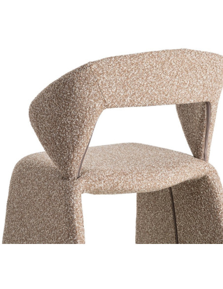Fauteuil de table bouclette en Tissu Beige Bouclé Métal Leshra - 6