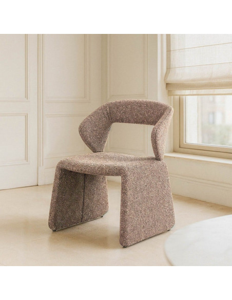 Fauteuil de table bouclette en Tissu Beige Bouclé Métal Leshra - 2