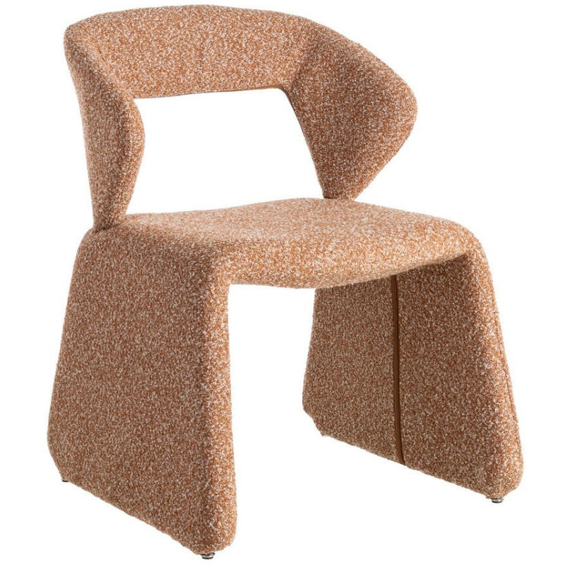 Fauteuil de table bouclette en Tissu Rose saumon Bouclé Métal Leshra - 1