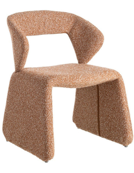 Fauteuil de table bouclette en Tissu Rose saumon Bouclé Métal Leshra - 1