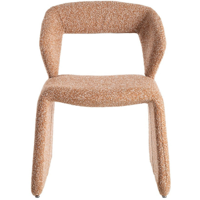 Fauteuil de table bouclette en Tissu Rose saumon Bouclé Métal Leshra - 3