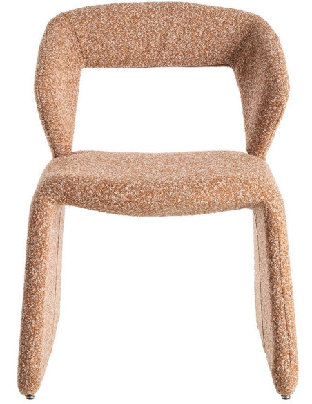 Fauteuil de table bouclette en Tissu Rose saumon Bouclé Métal Leshra - 3