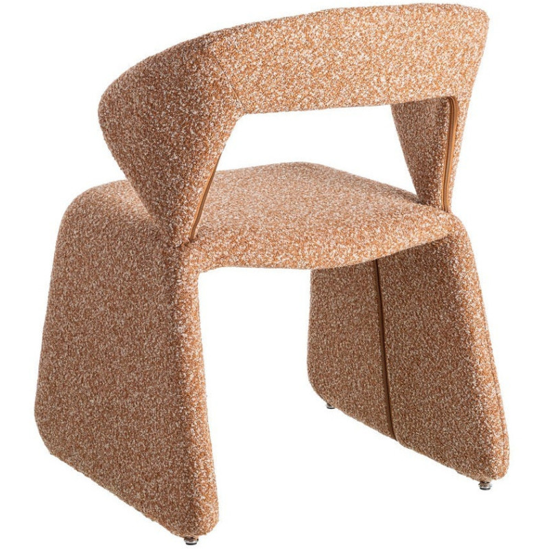 Fauteuil de table bouclette en Tissu Rose saumon Bouclé Métal Leshra - 5
