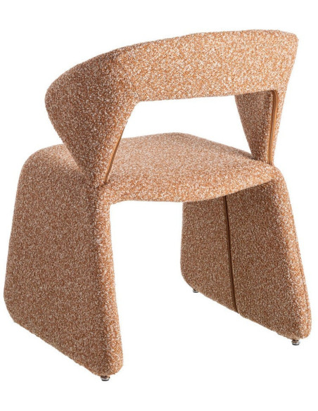 Fauteuil de table bouclette en Tissu Rose saumon Bouclé Métal Leshra - 5