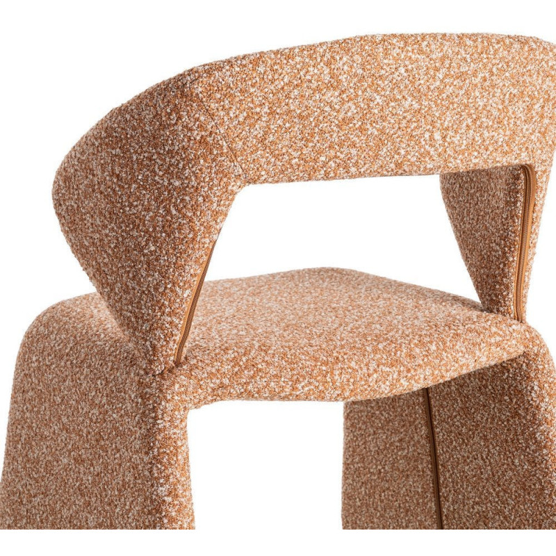 Fauteuil de table bouclette en Tissu Rose saumon Bouclé Métal Leshra - 6