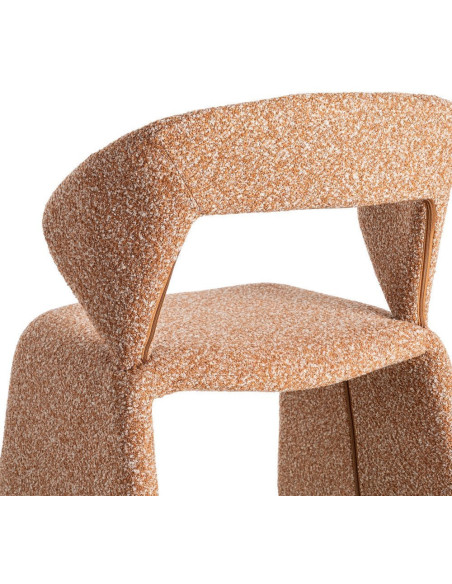 Fauteuil de table bouclette en Tissu Rose saumon Bouclé Métal Leshra - 6