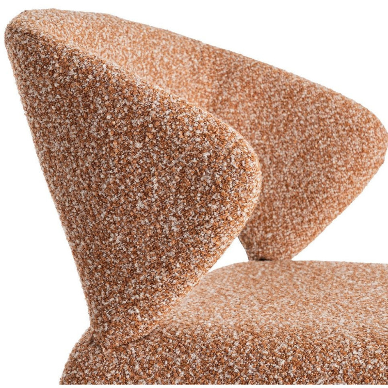 Fauteuil de table bouclette en Tissu Rose saumon Bouclé Métal Leshra - 7