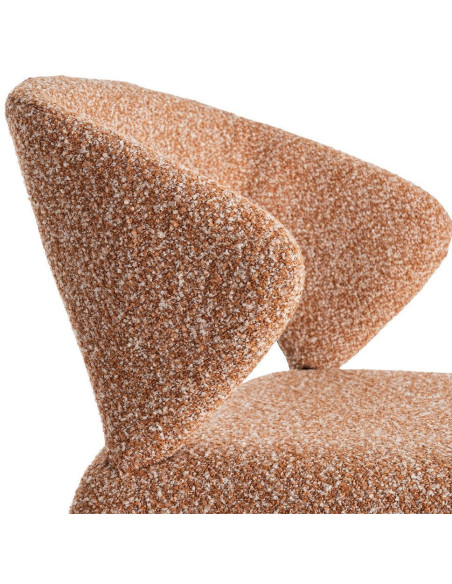 Fauteuil de table bouclette en Tissu Rose saumon Bouclé Métal Leshra - 7