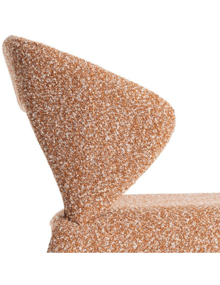 Fauteuil de table bouclette en Tissu Rose saumon Bouclé Métal Leshra - 8