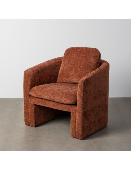 Fauteuil moderne chic en Tissu Rouge brique Bois MDF Doralya - 2