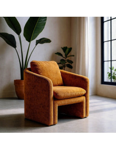 Fauteuil moderne chic en Tissu Jaune ocre Bois MDF Doralya - 1