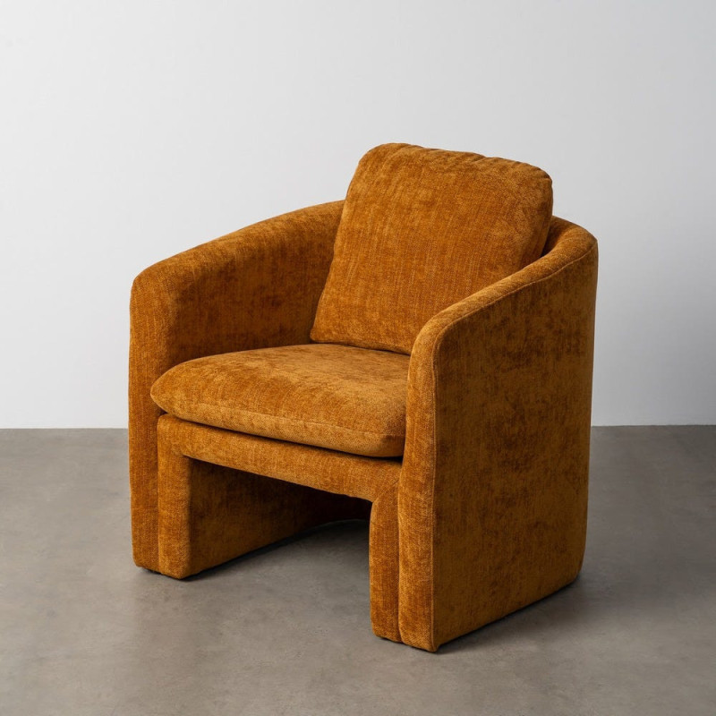 Fauteuil moderne chic en Tissu Jaune ocre Bois MDF Doralya - 2