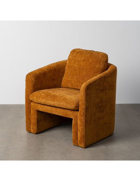 Fauteuil moderne chic en Tissu Jaune ocre Bois MDF Doralya - 2