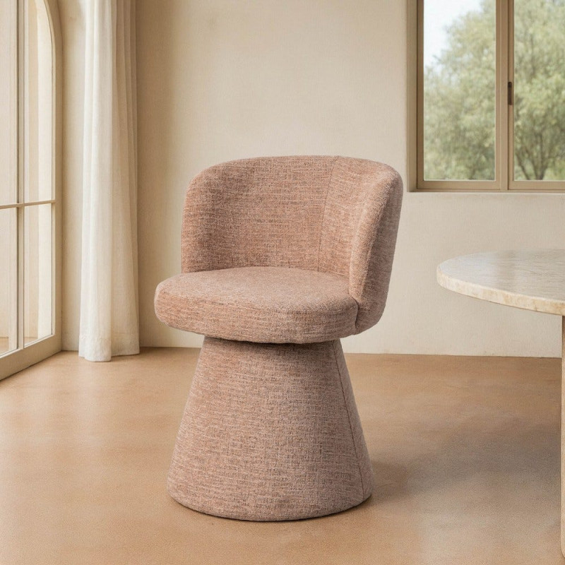 Fauteuil de table pivotant en Tissu Rose pêche Bois MDF Mahira - 2