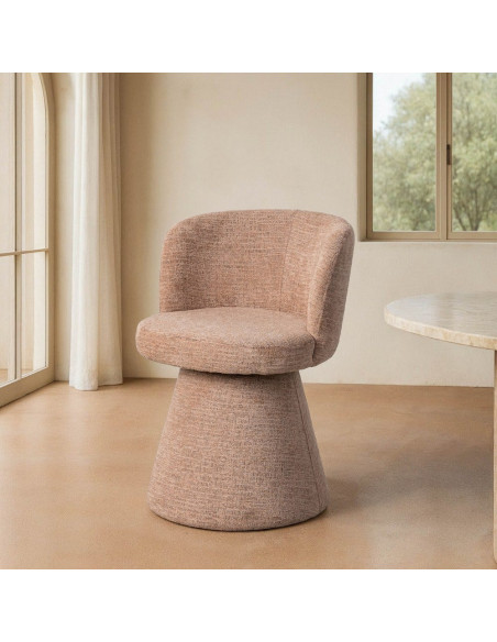 Fauteuil de table pivotant en Tissu Rose pêche Bois MDF Mahira - 2