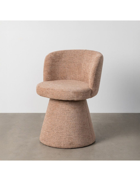 Fauteuil de table pivotant en Tissu Rose pêche Bois MDF Mahira - 12