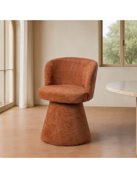 Fauteuil de table pivotant en Tissu Orange citrouille Bois MDF Mahira - 2