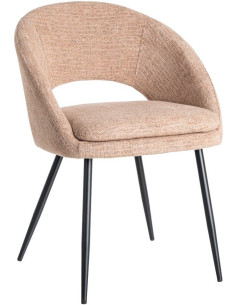 Fauteuil de table haut de gamme en Tissu Rose pêche Métal Noir Munira (Lot de 2) - 1