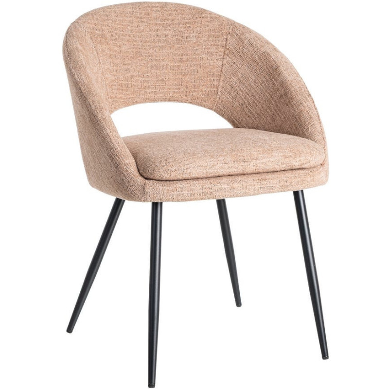 Fauteuil de table haut de gamme en Tissu Rose pêche Métal Noir Munira (Lot de 2) - 1