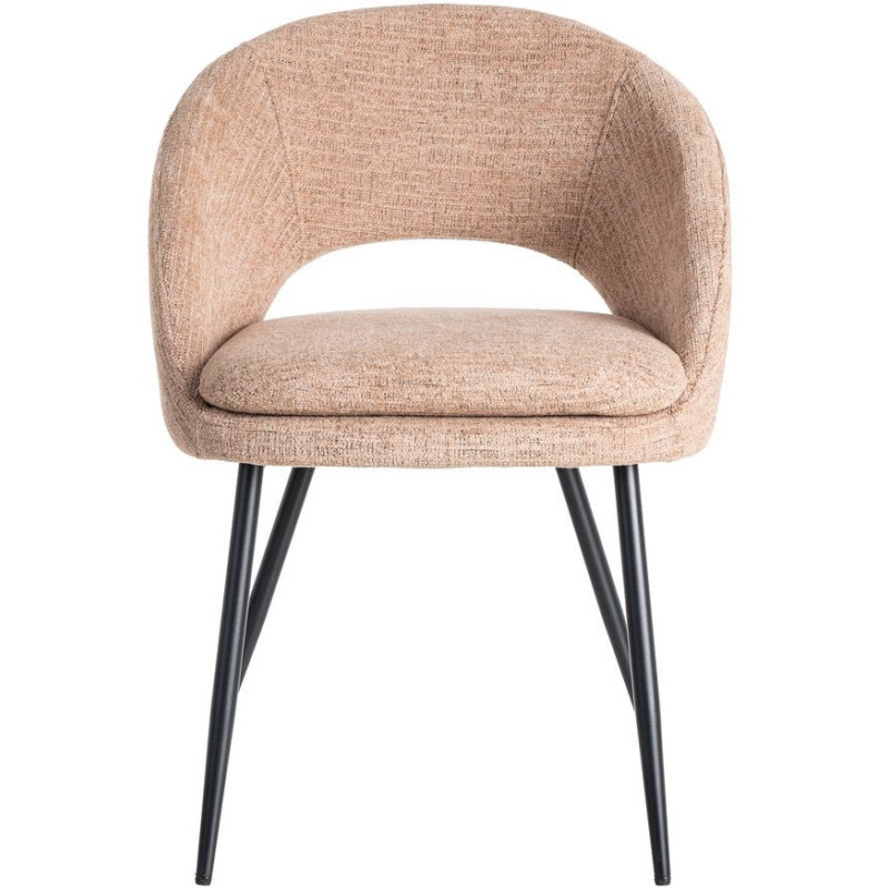 Fauteuil de table haut de gamme en Tissu Rose pêche Métal Noir Munira (Lot de 2) - 3