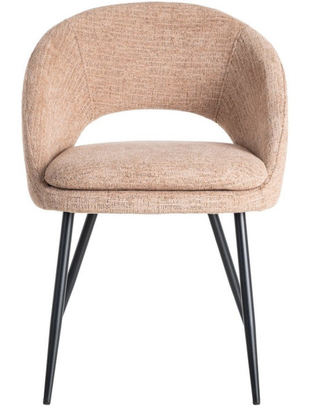 Fauteuil de table haut de gamme en Tissu Rose pêche Métal Noir Munira (Lot de 2) - 3