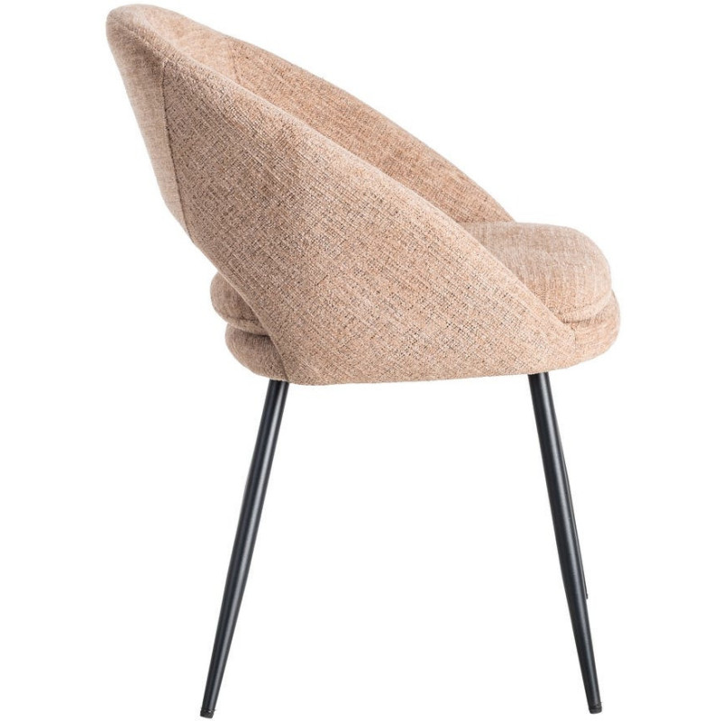 Fauteuil de table haut de gamme en Tissu Rose pêche Métal Noir Munira (Lot de 2) - 4