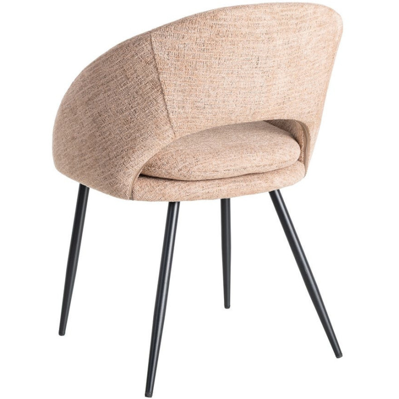 Fauteuil de table haut de gamme en Tissu Rose pêche Métal Noir Munira (Lot de 2) - 5