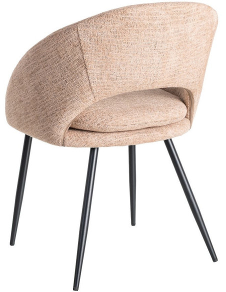 Fauteuil de table haut de gamme en Tissu Rose pêche Métal Noir Munira (Lot de 2) - 5