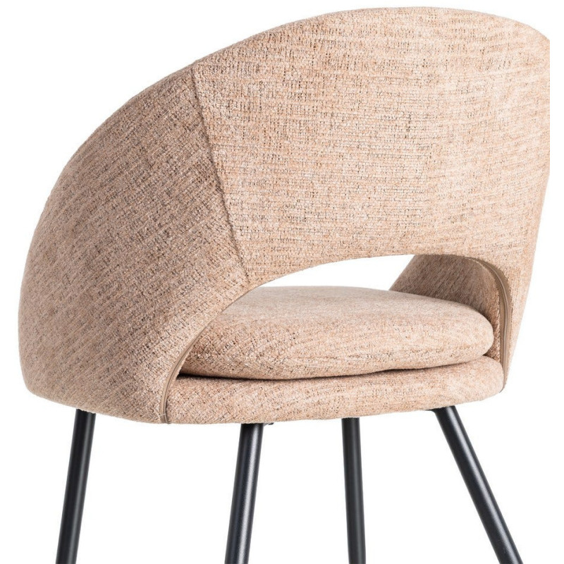 Fauteuil de table haut de gamme en Tissu Rose pêche Métal Noir Munira (Lot de 2) - 6