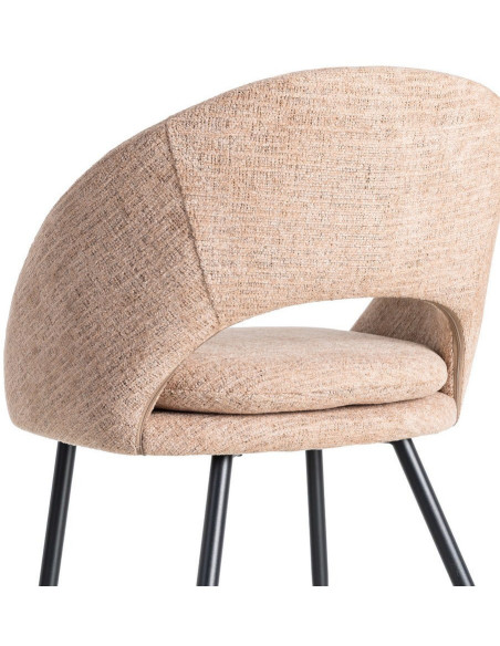 Fauteuil de table haut de gamme en Tissu Rose pêche Métal Noir Munira (Lot de 2) - 6