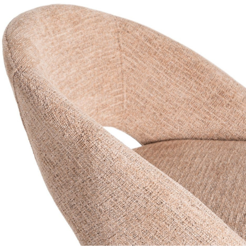 Fauteuil de table haut de gamme en Tissu Rose pêche Métal Noir Munira (Lot de 2) - 7