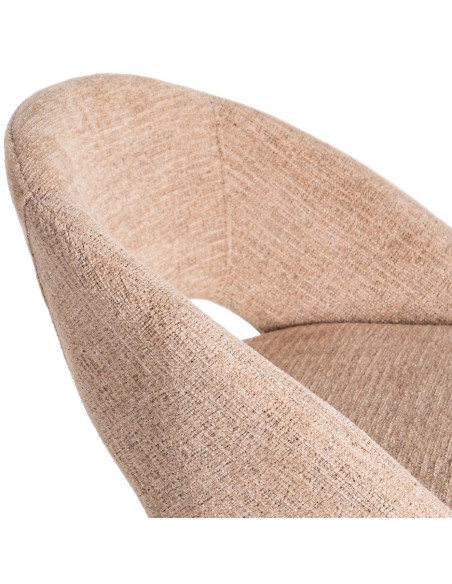 Fauteuil de table haut de gamme en Tissu Rose pêche Métal Noir Munira (Lot de 2) - 7